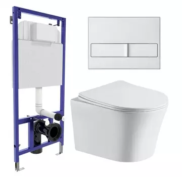 Комплект 3 в 1 инсталляция Berges Wasserhaus Novum L2 + Подвесной унитаз Cerutti Spa Adige Aria CT7837 + кнопка хром матовая