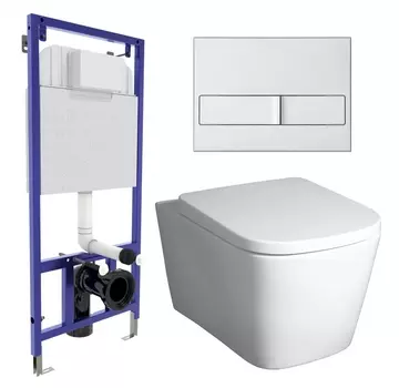 Комплект 3 в 1 инсталляция Berges Wasserhaus Novum L2 + Унитаз подвесной BelBagno Albano BB120CHR + кнопка хром матовая