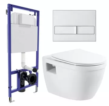 Комплект 3 в 1 инсталляция Berges Wasserhaus Novum L2 + Унитаз подвесной BelBagno Loto BB070CHR/SC + кнопка хром матовая