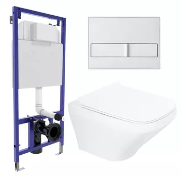 Комплект 3 в 1 инсталляция Berges Wasserhaus Novum L2 + Унитаз подвесной BelBagno Sela BB3201CHR + кнопка хром матовая