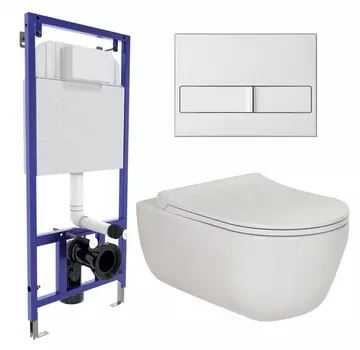 Комплект 3 в 1 инсталляция Berges Wasserhaus Novum L2 + Унитаз подвесной Berges Wasserhaus Ego XL 082118 + кнопка хром матовая