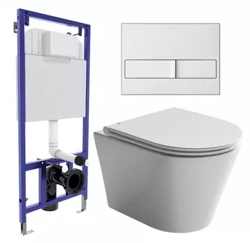 Комплект 3 в 1 инсталляция Berges Wasserhaus Novum L2 + Унитаз подвесной Ceramica Nova Forma CN3011 + кнопка хром матовая