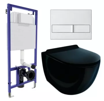 Комплект 3 в 1 инсталляция Berges Wasserhaus Novum L2 + Унитаз подвесной Esbano Garcia ESUPGARCB + кнопка хром матовая