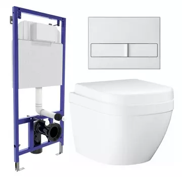 Комплект 3 в 1 инсталляция Berges Wasserhaus Novum L2 + Унитаз подвесной Grohe Euro Ceramic 39206000 + кнопка хром матовая