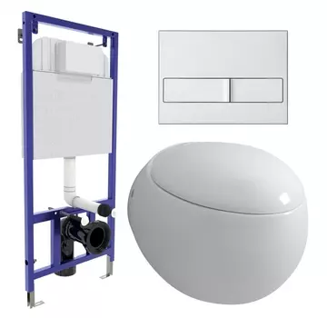 Комплект 3 в 1 инсталляция Berges Wasserhaus Novum L2 + Унитаз подвесной Grossman GR-4442 + кнопка хром матовая