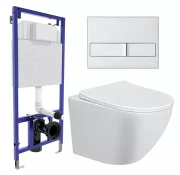 Комплект 3 в 1 инсталляция Berges Wasserhaus Novum L2 + Унитаз подвесной Taliente Amato AM25010 + кнопка хром матовая