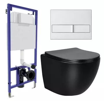 Комплект 3 в 1 инсталляция Berges Wasserhaus Novum L2 + Унитаз Vincea Globo VT1-14SMB + кнопка хром матовая