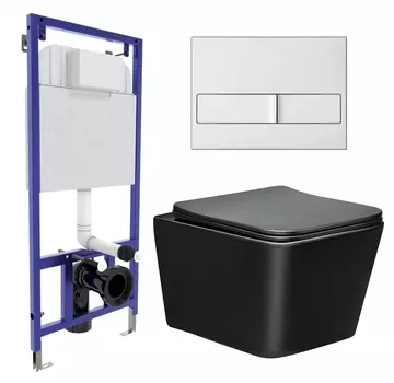 Комплект 3 в 1 инсталляция Berges Wasserhaus Novum L2 + Унитаз Vincea Q-Line VT1-12MB + кнопка хром матовая