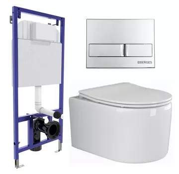 Комплект 3 в 1 инсталляция Berges Wasserhaus Novum L3 + Унитаз подвесной Ceramica Nova Moments CN3003 + кнопка хром