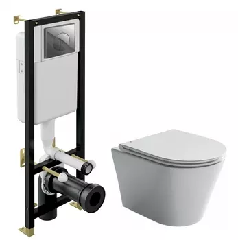 Комплект 3 в 1 инсталляция Cersanit Black + Унитаз подвесной Ceramica Nova Forma CN3011 + кнопка хром