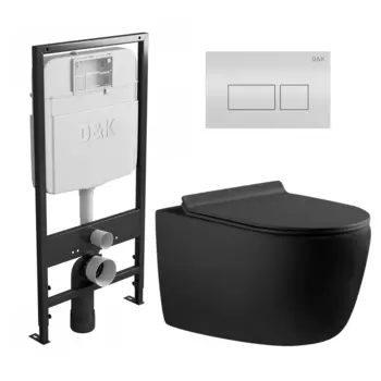 Комплект 3 в 1 инсталляция D&K DI8055119 + Унитаз подвесной Aquanet Cetus 287008 + Кнопка прямоугольная белая