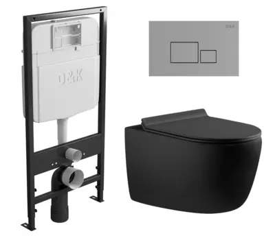 Комплект 3 в 1 инсталляция D&K DI8055119 + Унитаз подвесной Aquanet Cetus 287008 + Кнопка прямоугольная хром