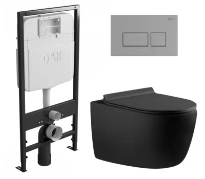 Комплект 3 в 1 инсталляция D&K DI8055119 + Унитаз подвесной Aquanet Cetus 287008 + Кнопка прямоугольная хром