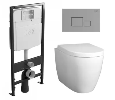 Комплект 3 в 1 инсталляция D&K DI8055119 + Унитаз подвесной BelBagno Marino + Кнопка прямоугольная хром