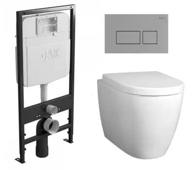 Комплект 3 в 1 инсталляция D&K DI8055119 + Унитаз подвесной BelBagno Marino + Кнопка прямоугольная хром