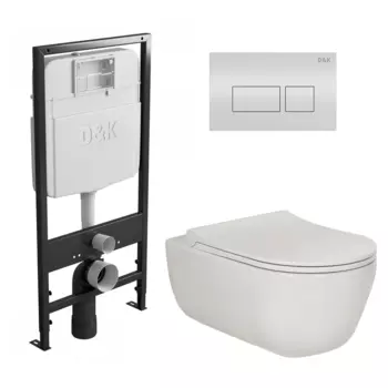 Комплект 3 в 1 инсталляция D&K DI8055119 + Унитаз подвесной Berges Wasserhaus Ego XL 082118 + Кнопка прямоугольная белая