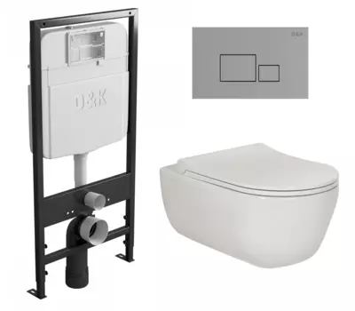 Комплект 3 в 1 инсталляция D&K DI8055119 + Унитаз подвесной Berges Wasserhaus Ego XL 082118 + Кнопка прямоугольная хром