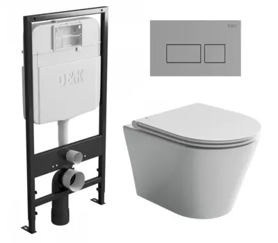 Комплект 3 в 1 инсталляция D&K DI8055119 + Унитаз подвесной Ceramica Nova Forma CN3011 + Кнопка прямоугольная хром