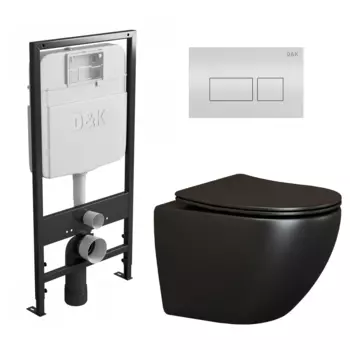 Комплект 3 в 1 инсталляция D&K DI8055119 + Унитаз подвесной Ceramica Nova Metropol CN4002MB + Кнопка прямоугольная белая