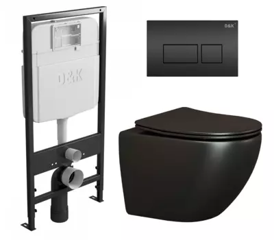 Комплект 3 в 1 инсталляция D&K DI8055119 + Унитаз подвесной Ceramica Nova Metropol CN4002MB + Кнопка прямоугольная черная