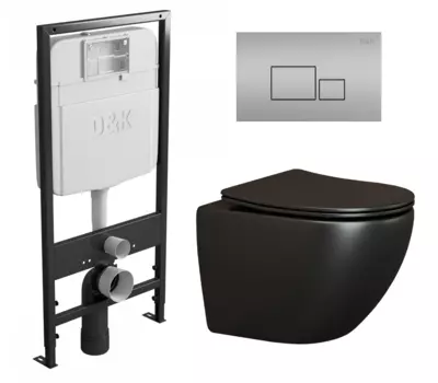 Комплект 3 в 1 инсталляция D&K DI8055119 + Унитаз подвесной Ceramica Nova Metropol CN4002MB + Кнопка прямоугольная матовый хром