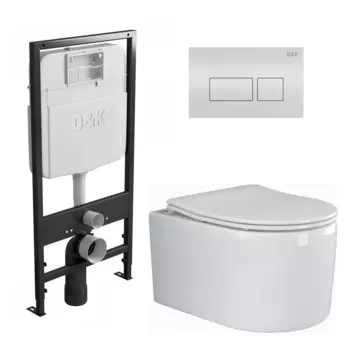 Комплект 3 в 1 инсталляция D&K DI8055119 + Унитаз подвесной Ceramica Nova Moments CN3003 + Кнопка прямоугольная белая