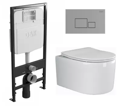 Комплект 3 в 1 инсталляция D&K DI8055119 + Унитаз подвесной Ceramica Nova Moments CN3003 + Кнопка прямоугольная хром