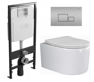Комплект 3 в 1 инсталляция D&K DI8055119 + Унитаз подвесной Ceramica Nova Moments CN3003 + Кнопка прямоугольная матовый хром