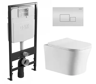 Комплект 3 в 1 инсталляция D&K DI8055119 + Унитаз подвесной Cerutti Spa Marmolada aria CT7778 + Кнопка прямоугольная белая