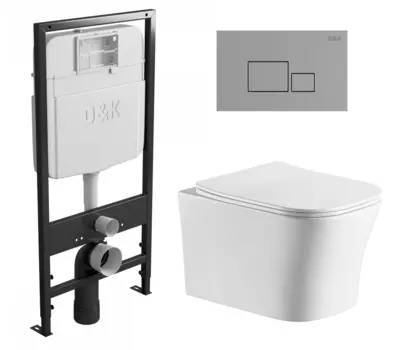 Комплект 3 в 1 инсталляция D&K DI8055119 + Унитаз подвесной Cerutti Spa Marmolada aria CT7778 + Кнопка прямоугольная хром