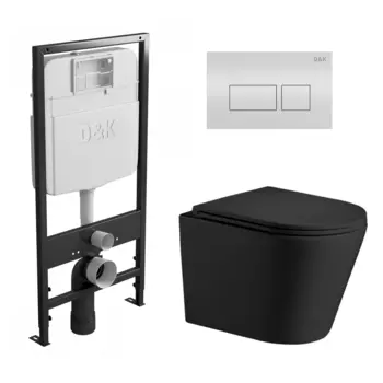 Комплект 3 в 1 инсталляция D&K DI8055119 + Унитаз подвесной Cerutti Spa Nivolet Aria 9034 + Кнопка прямоугольная белая