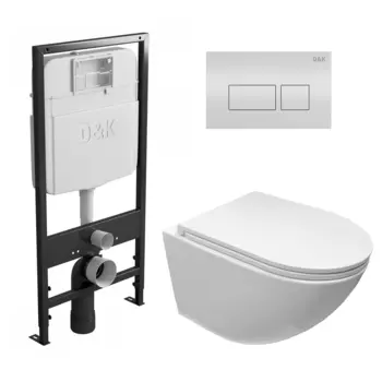 Комплект 3 в 1 инсталляция D&K DI8055119 + Унитаз подвесной Cerutti Spa Sella aria CT9529 Tornado + Кнопка прямоугольная белая