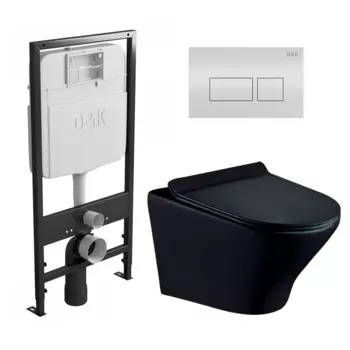 Комплект 3 в 1 инсталляция D&K DI8055119 + Унитаз подвесной Esbano Aster ESUPASTEBM + Кнопка прямоугольная белая