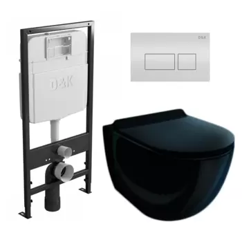 Комплект 3 в 1 инсталляция D&K DI8055119 + Унитаз подвесной Esbano Garcia ESUPGARCB + Кнопка прямоугольная белая