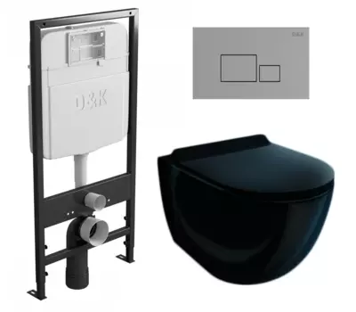 Комплект 3 в 1 инсталляция D&K DI8055119 + Унитаз подвесной Esbano Garcia ESUPGARCB + Кнопка прямоугольная хром