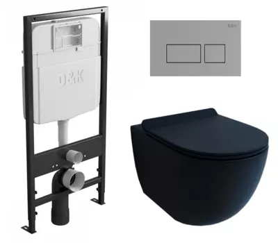 Комплект 3 в 1 инсталляция D&K DI8055119 + Унитаз подвесной Esbano Garcia + Кнопка прямоугольная хром