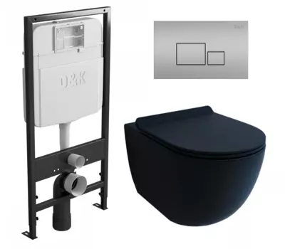 Комплект 3 в 1 инсталляция D&K DI8055119 + Унитаз подвесной Esbano Garcia + Кнопка прямоугольная матовый хром