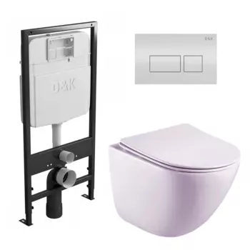 Комплект 3 в 1 инсталляция D&K DI8055119 + Унитаз подвесной Esbano Lotus ESUPLOTUW + Кнопка прямоугольная белая
