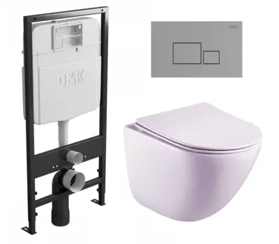 Комплект 3 в 1 инсталляция D&K DI8055119 + Унитаз подвесной Esbano Lotus ESUPLOTUW + Кнопка прямоугольная хром