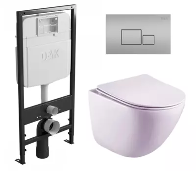 Комплект 3 в 1 инсталляция D&K DI8055119 + Унитаз подвесной Esbano Lotus ESUPLOTUW + Кнопка прямоугольная матовый хром