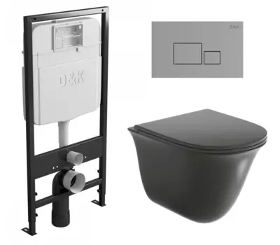 Комплект 3 в 1 инсталляция D&K DI8055119 + Унитаз подвесной Grossman GR-4412BMS + Кнопка прямоугольная хром