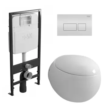 Комплект 3 в 1 инсталляция D&K DI8055119 + Унитаз подвесной Grossman GR-4442 + Кнопка прямоугольная белая