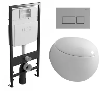 Комплект 3 в 1 инсталляция D&K DI8055119 + Унитаз подвесной Grossman GR-4442 + Кнопка прямоугольная хром