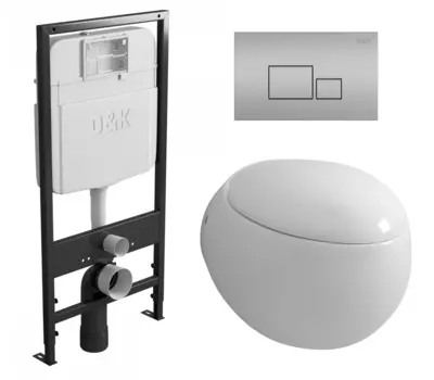Комплект 3 в 1 инсталляция D&K DI8055119 + Унитаз подвесной Grossman GR-4442 + Кнопка прямоугольная матовый хром