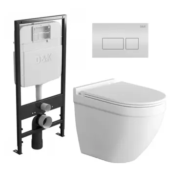 Комплект 3 в 1 инсталляция D&K DI8055119 + Унитаз подвесной Grossman GR-4483S + Кнопка прямоугольная белая