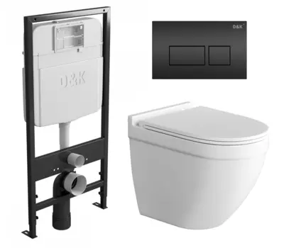 Комплект 3 в 1 инсталляция D&K DI8055119 + Унитаз подвесной Grossman GR-4483S + Кнопка прямоугольная черная