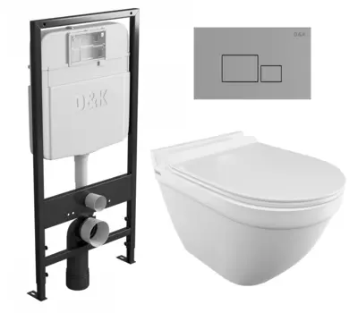Комплект 3 в 1 инсталляция D&K DI8055119 + Унитаз подвесной Iddis Cloud CLORDSEi25 + Кнопка прямоугольная хром