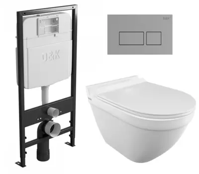 Комплект 3 в 1 инсталляция D&K DI8055119 + Унитаз подвесной Iddis Cloud CLORDSEi25 + Кнопка прямоугольная хром