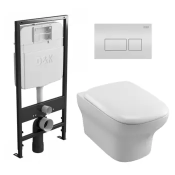 Комплект 3 в 1 инсталляция D&K DI8055119 + Унитаз подвесной Jacob Delafon Vox EDM102-00 + Кнопка прямоугольная белая