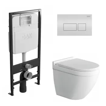 Комплект 3 в 1 инсталляция D&K DI8055119 + Унитаз подвесной Owl 1975 Cirkel-H + Кнопка прямоугольная белая